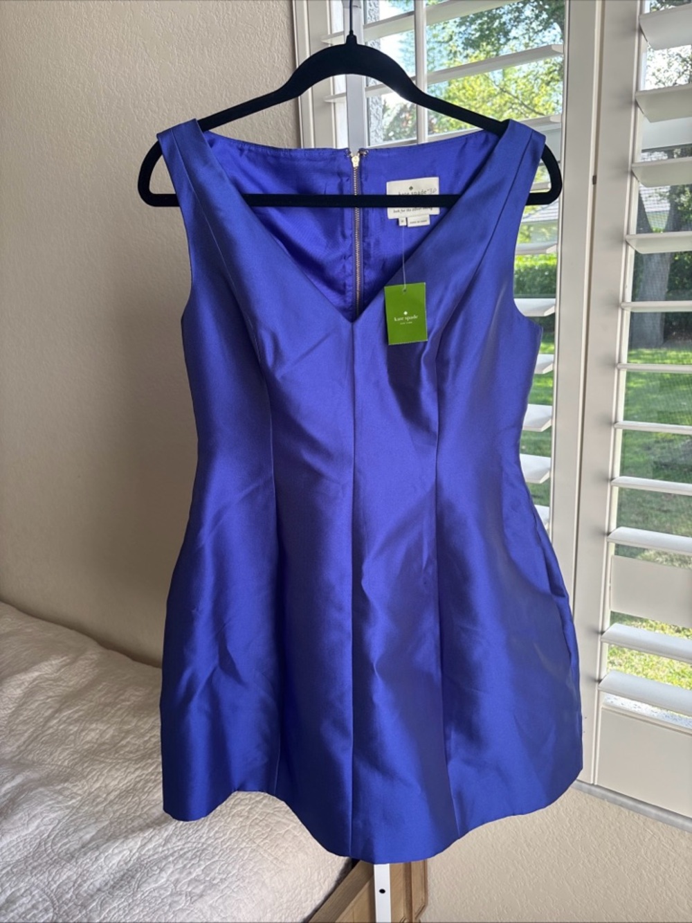 NWT Kate Spade Structured Silk Blend Blue Sleeveless Mini Dress Size 6